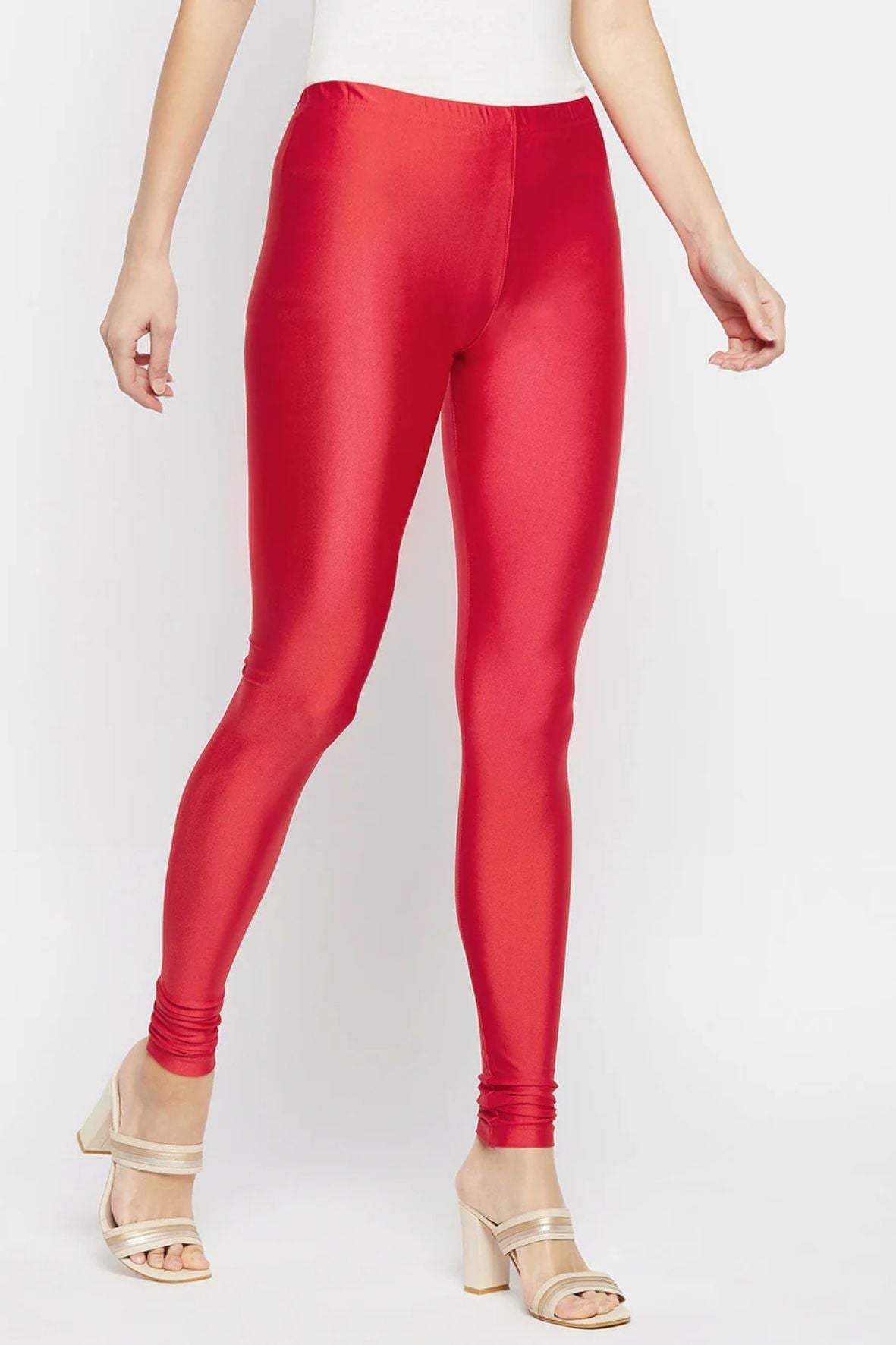 Red Metallic Leggings - Chudi Length
