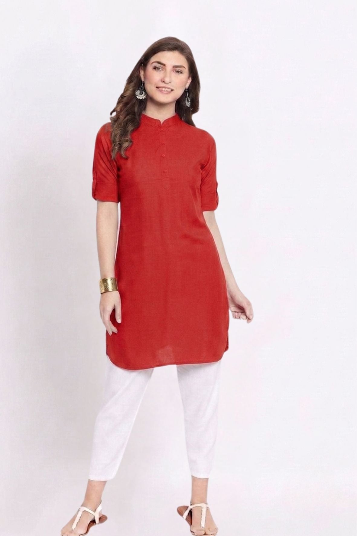 Red Solid Color Kurti