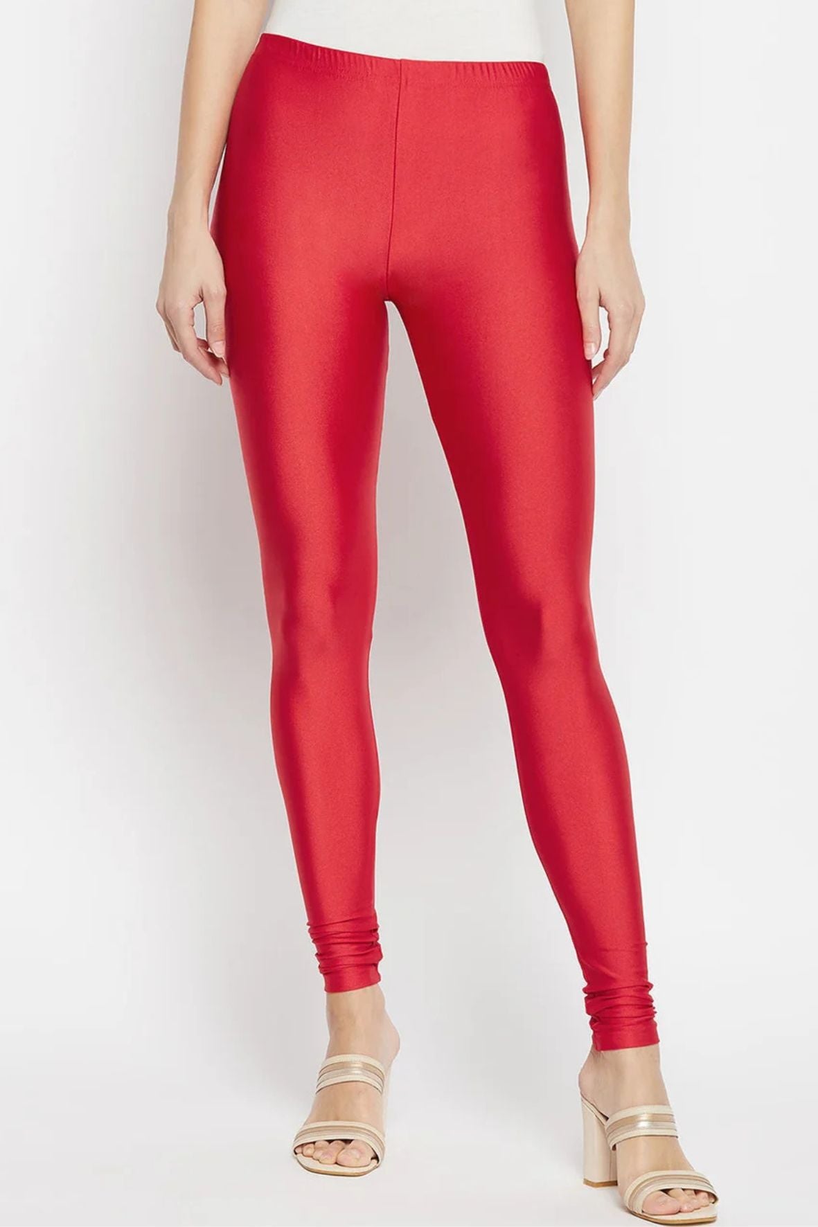 Red Metallic Leggings - Chudi Length