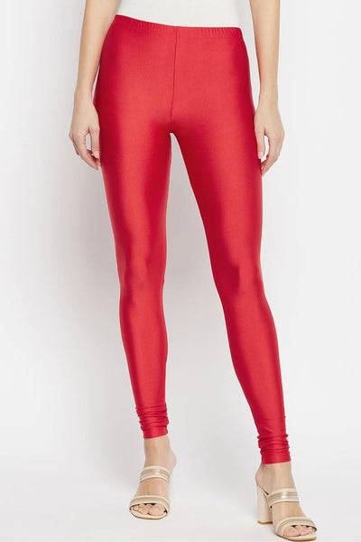 Red Metallic Leggings - Chudi Length