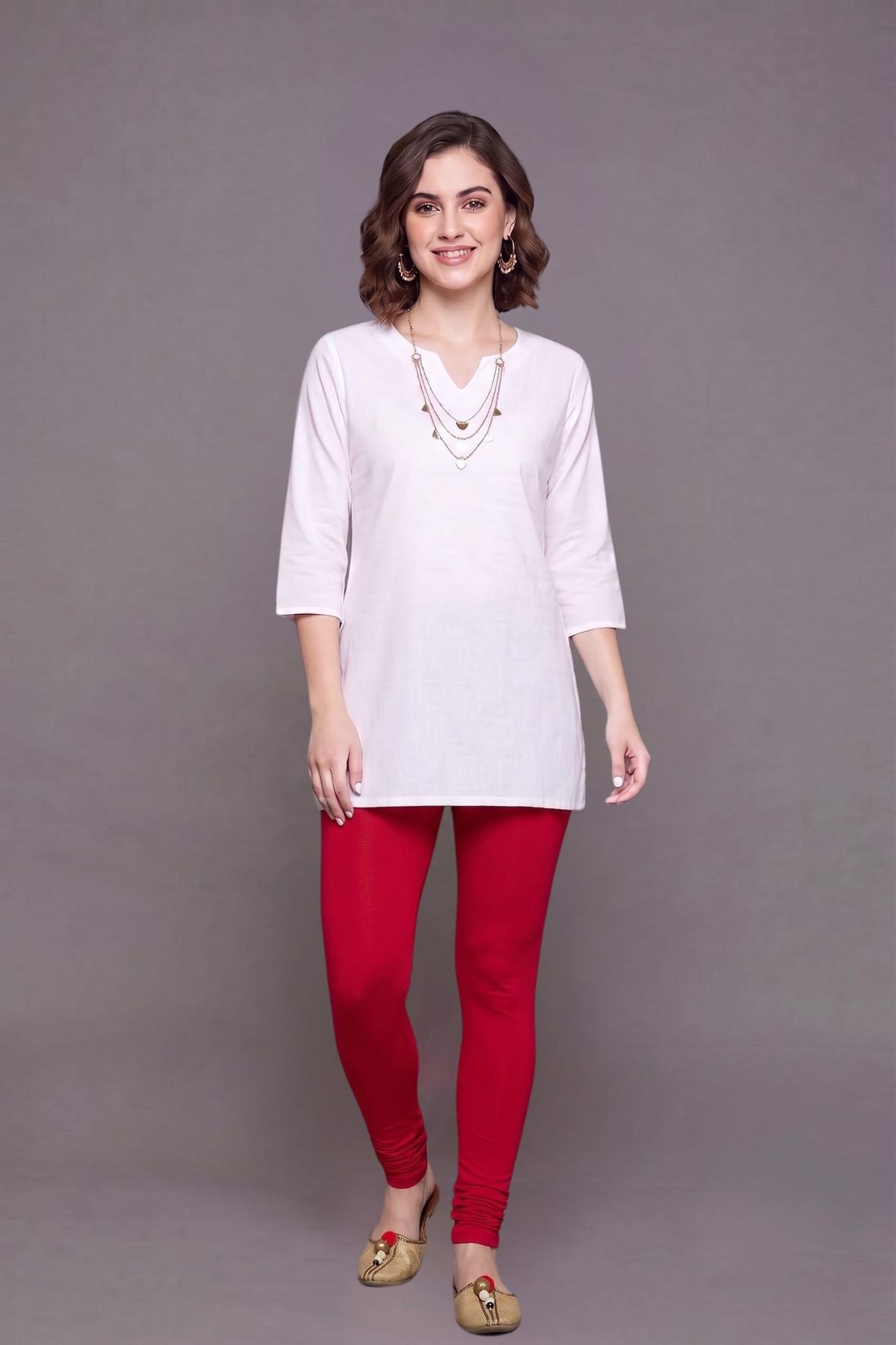 Apple Red Viscose Chudidar Leggings