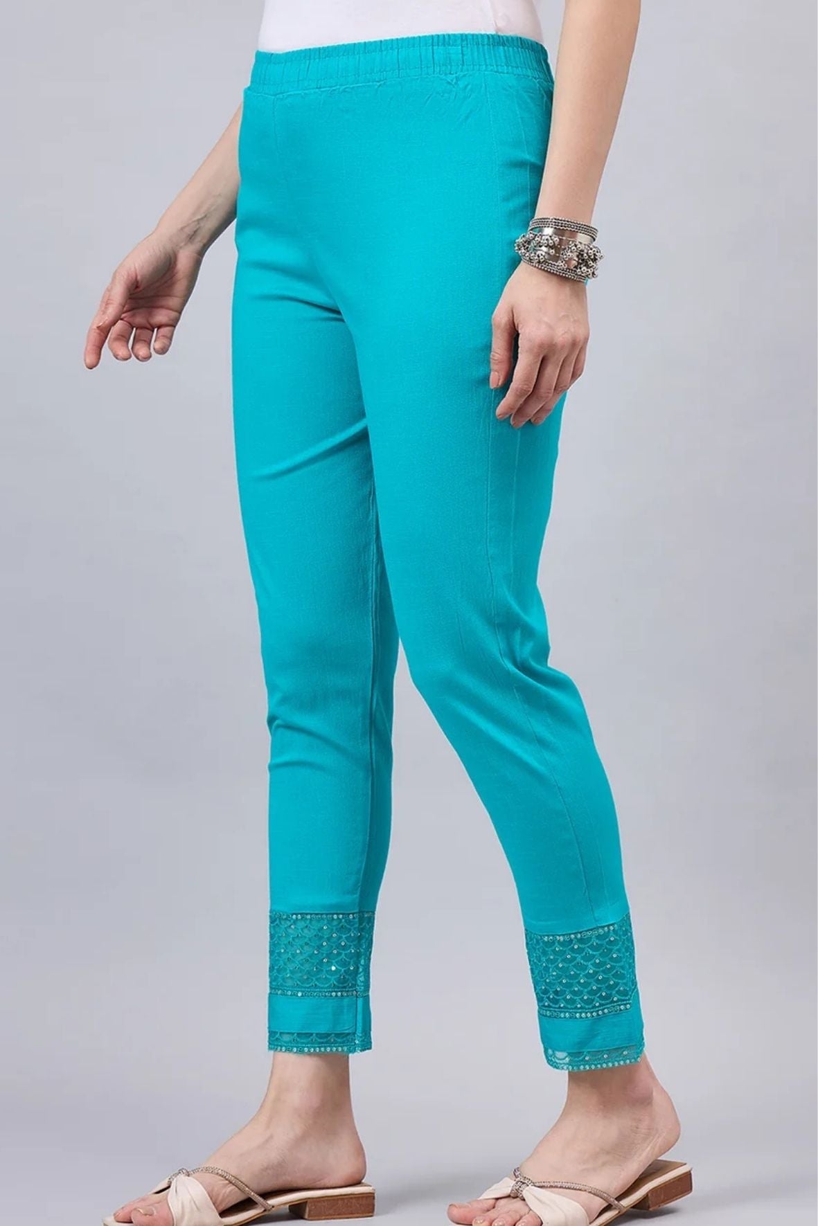 Rama Green Sequin Lace Pants
