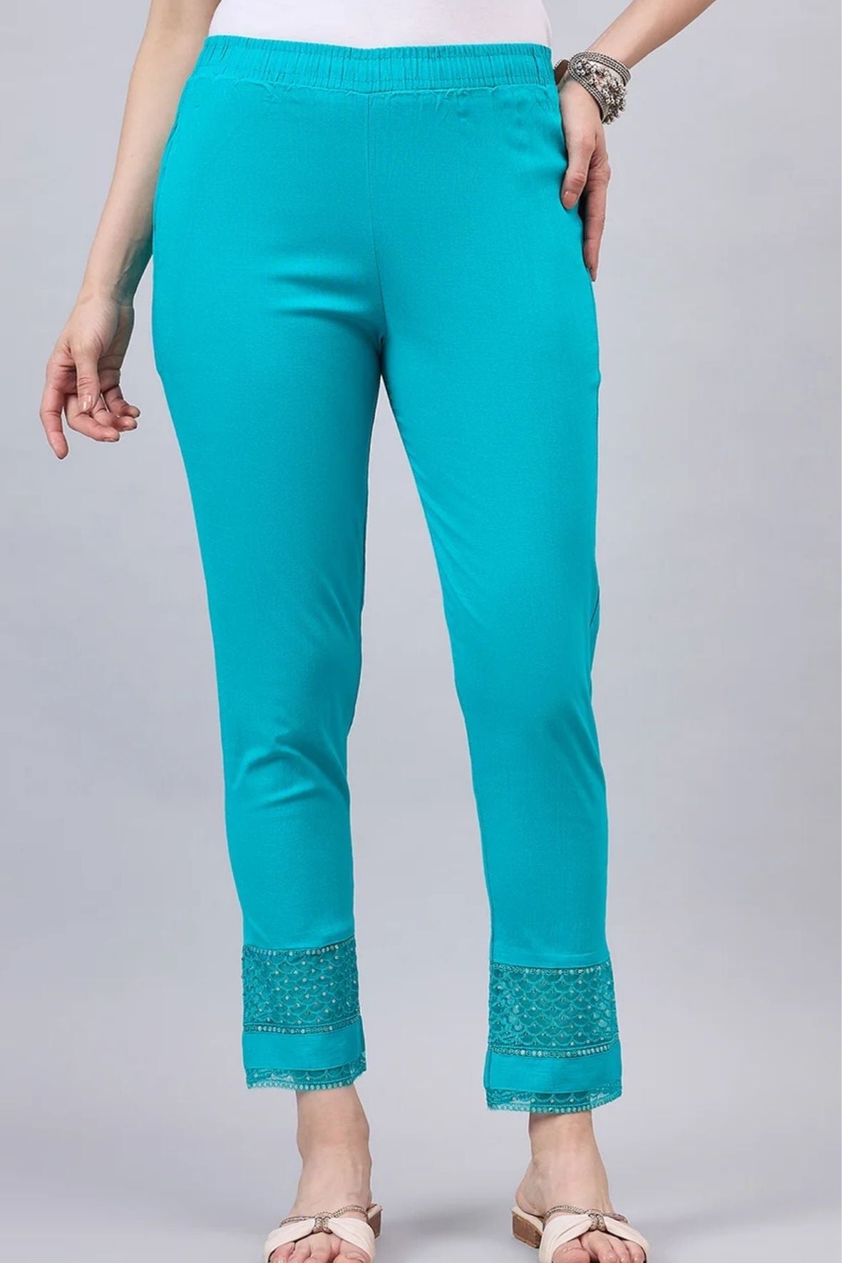 Rama Green Sequin Lace Pants