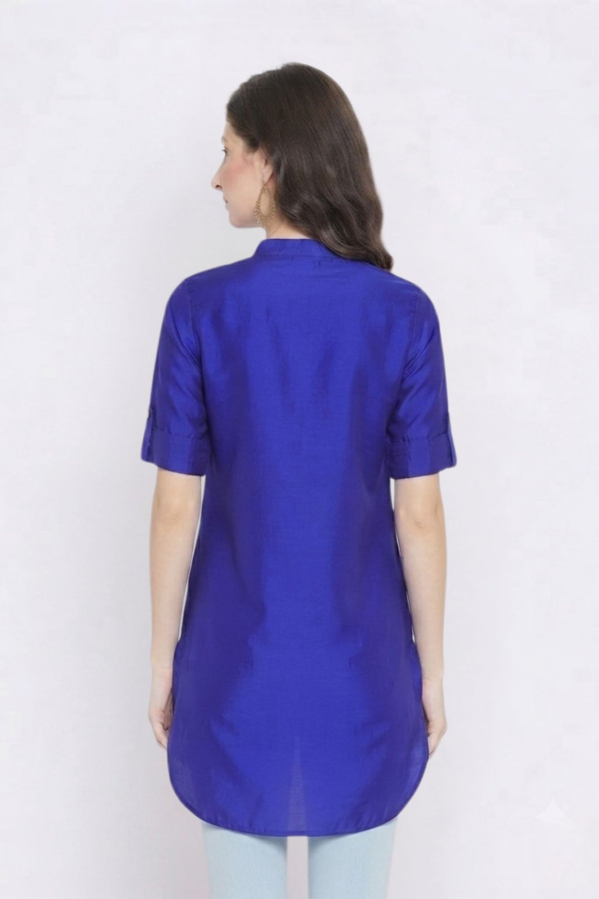 Royal blue Solid Coloured Short Kurti - 32" Length