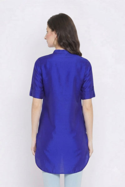 Royal blue Solid Coloured Short Kurti - 32" Length