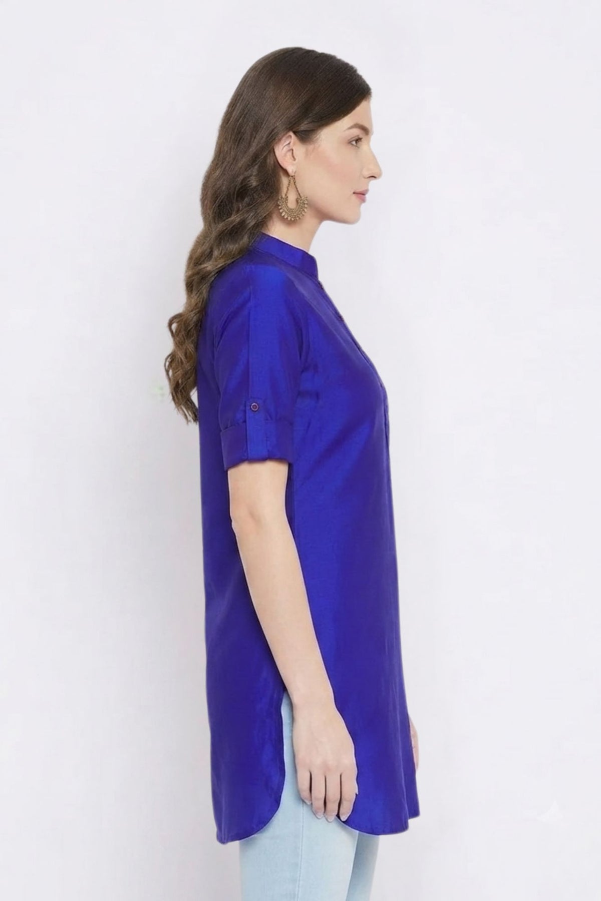 Royal blue Solid Coloured Short Kurti - 32" Length