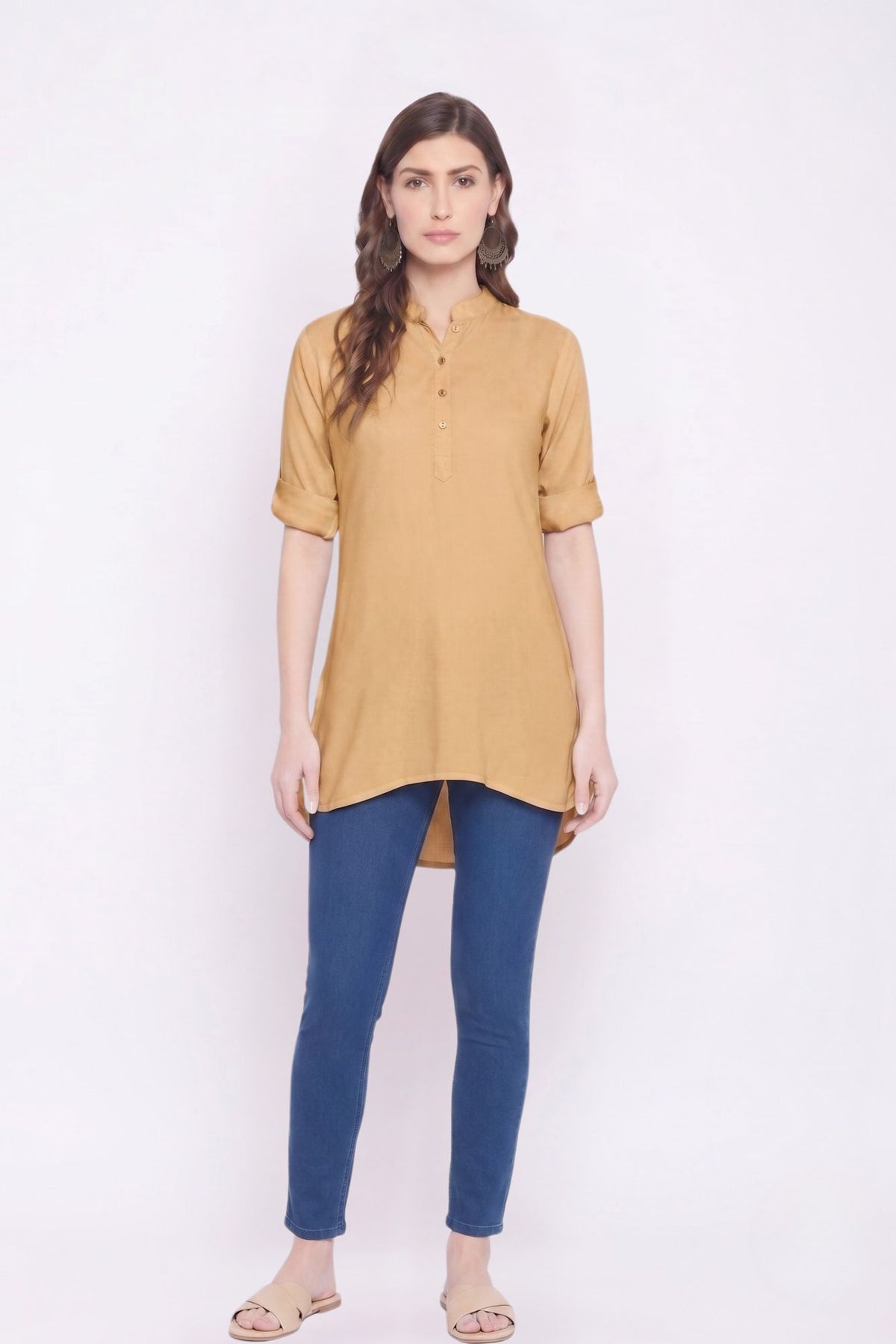 Skin Solid Coloured Short Kurti - 32" Length