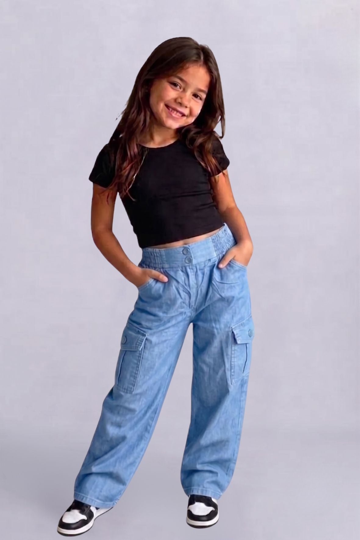 Girls Stone Denim cargo