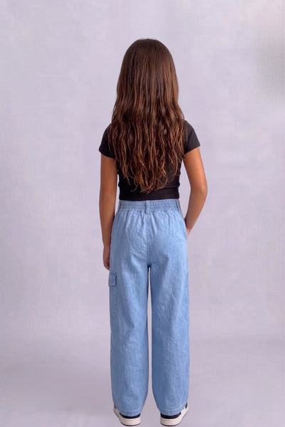 Girls Stone Denim cargo