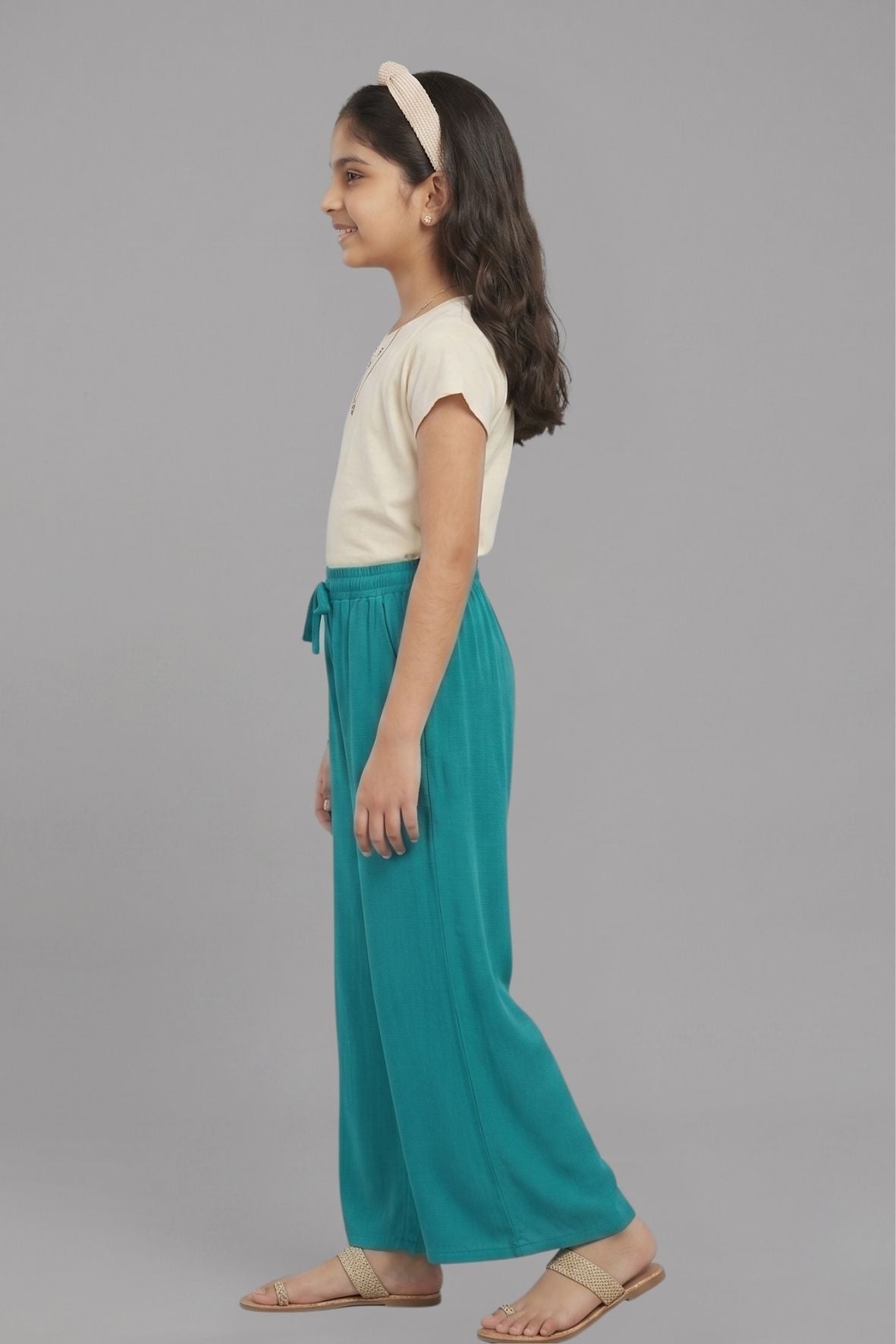 Kids Turquoise Rayon Palazzo