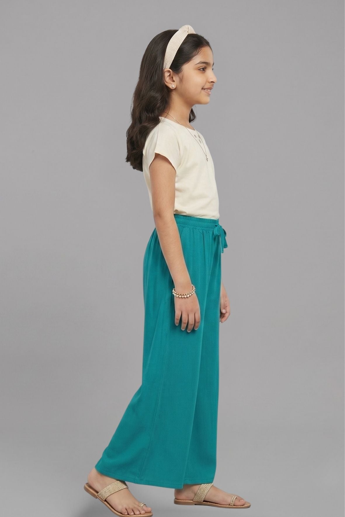 Kids Turquoise Rayon Palazzo