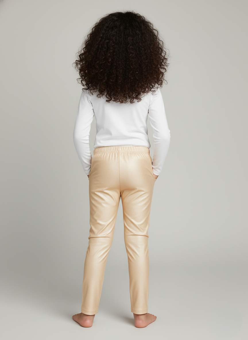 Cream Metallic Leggings