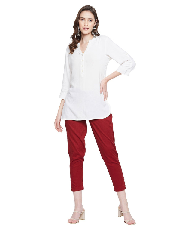 Maroon Button Pant