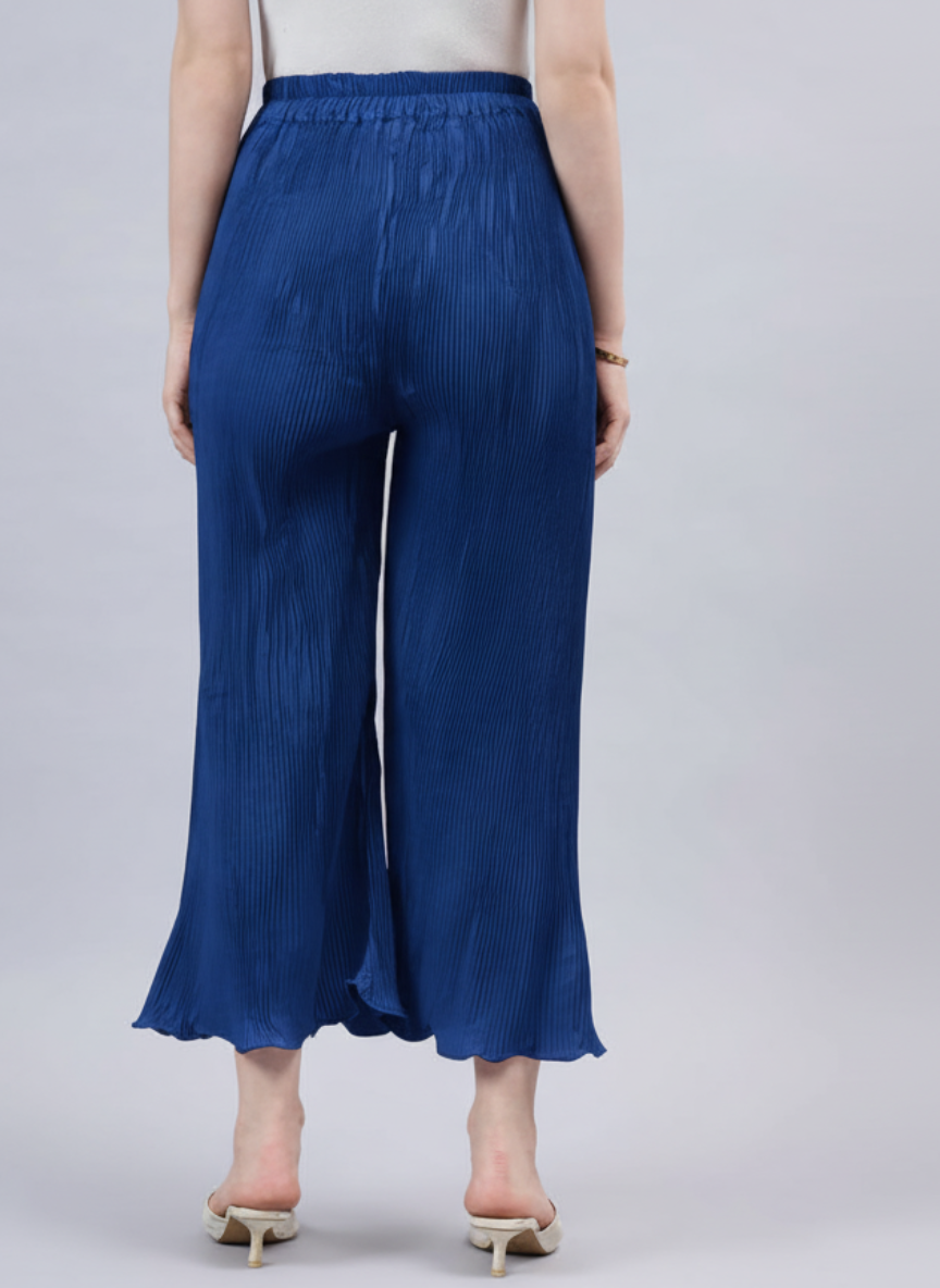 Royal blue Pleated Chiffon Palazzo