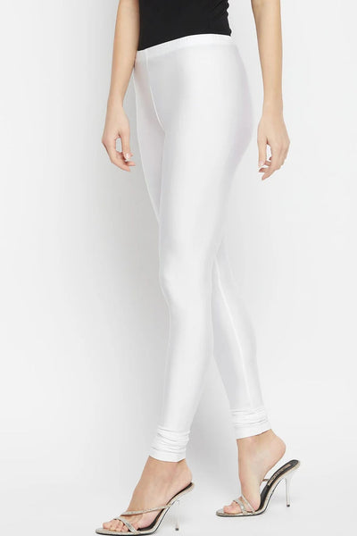 White Metallic Leggings - Chudi Length