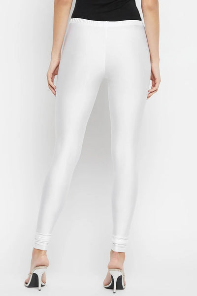 White Metallic Leggings - Ankle Length