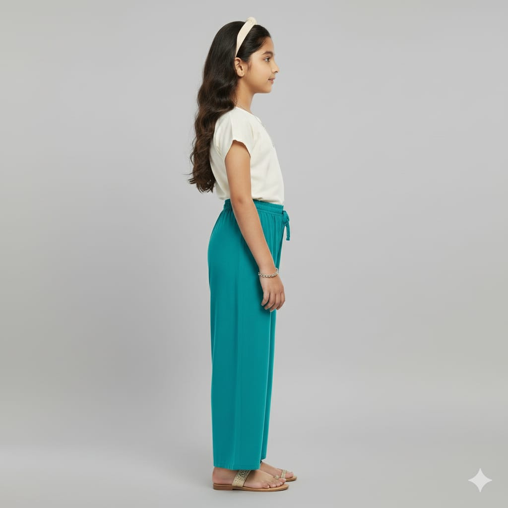 Kids Turquoise Rayon Palazzo