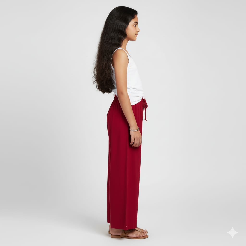 Kids Maroon Rayon Palazzo