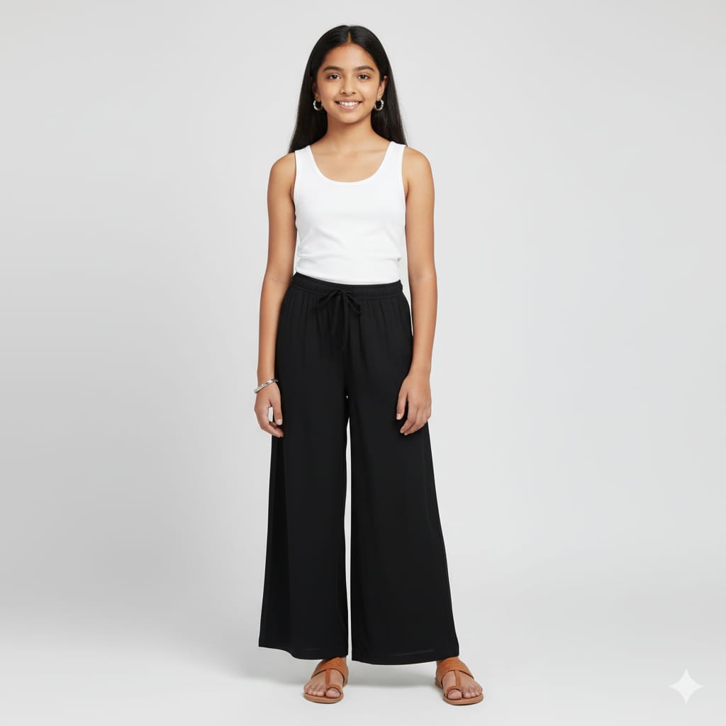 Kids Black Rayon Palazzo