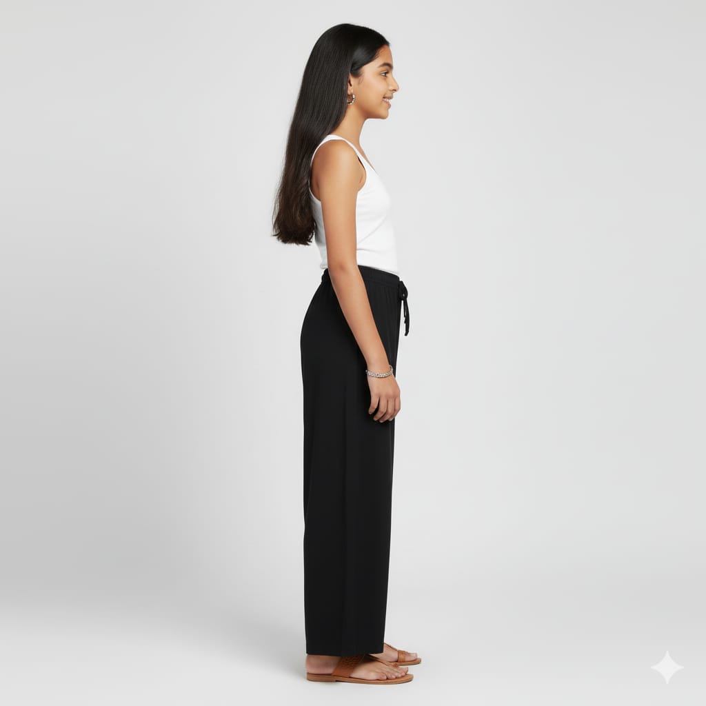 Kids Black Rayon Palazzo