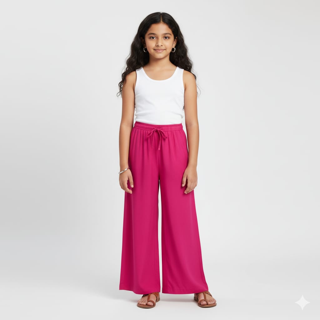 Kids Pink Rayon Palazzo