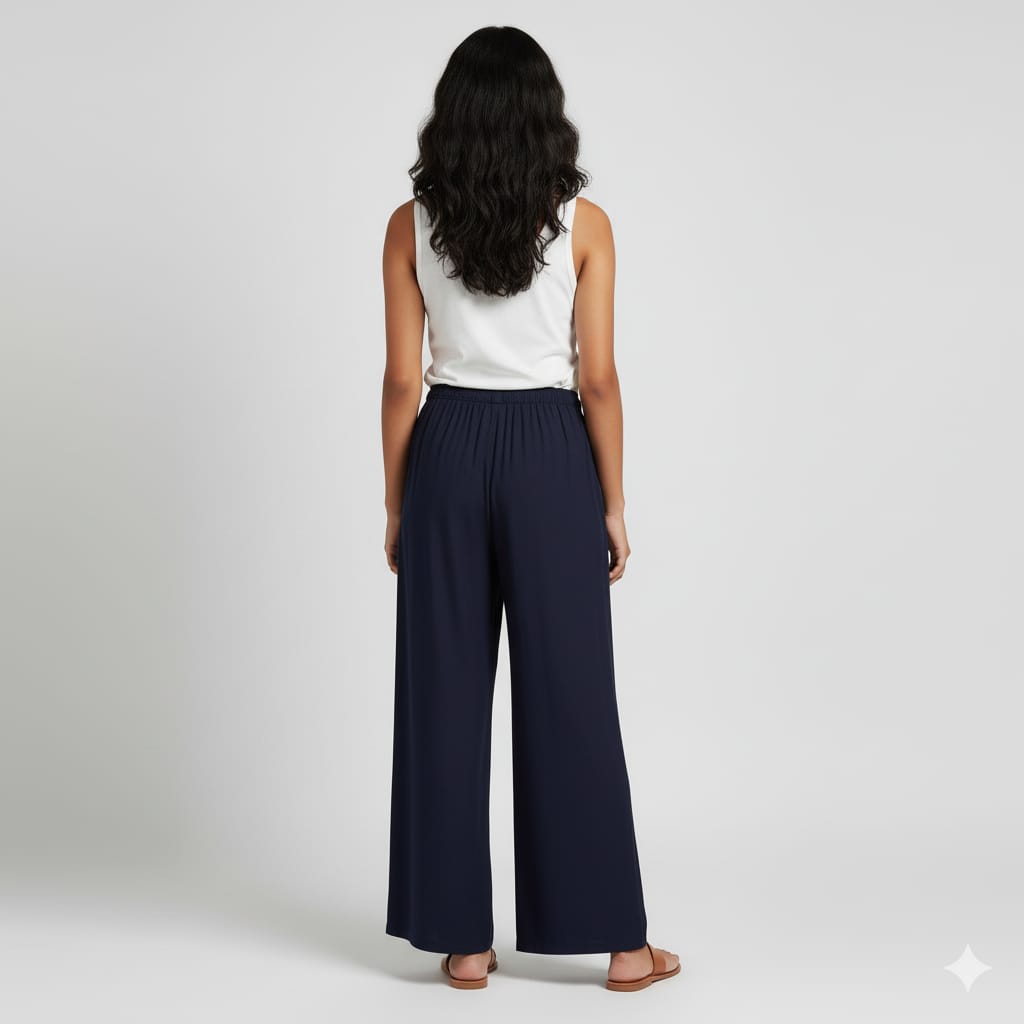 Kids Navy Blue Rayon Palazzo