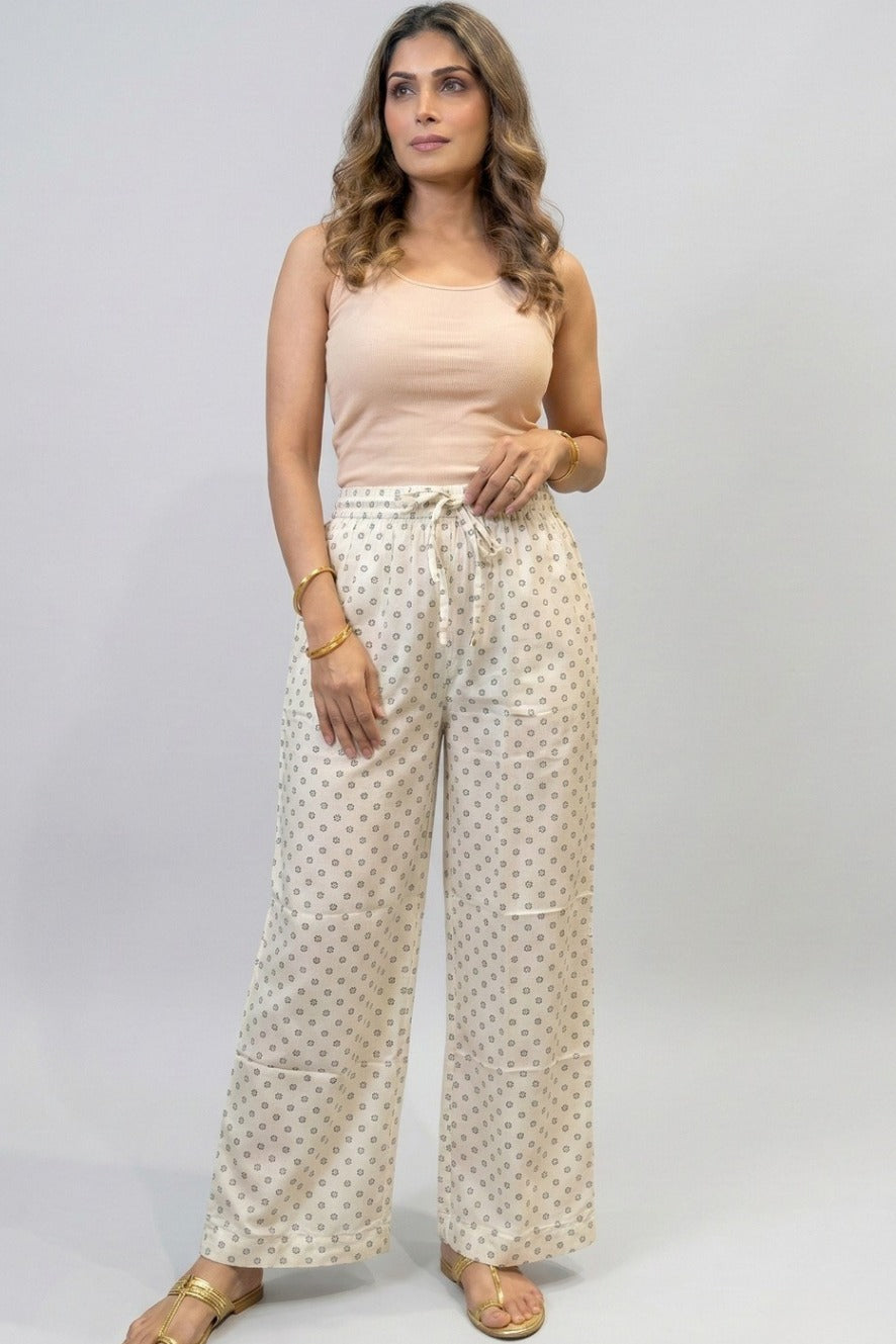 Ivory Micro Dot Printed Palazzo