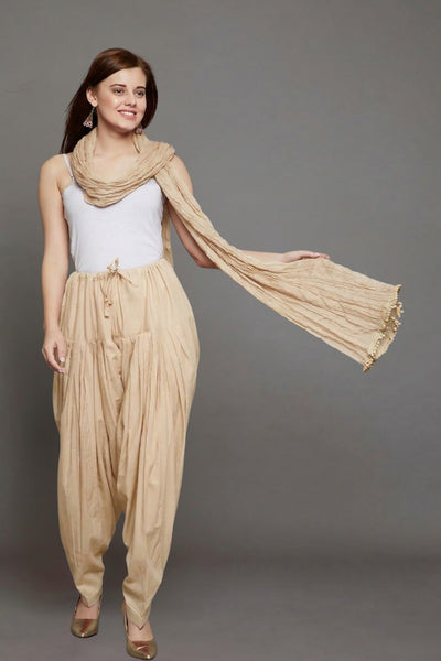 Desert Sand Plain Cotton Patiala with Dupatta