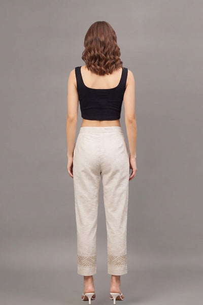 Ivory Zari Chevron Cotton Felx lace Pants
