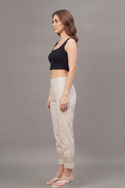 Ivory Zari Chevron Cotton Felx lace Pants
