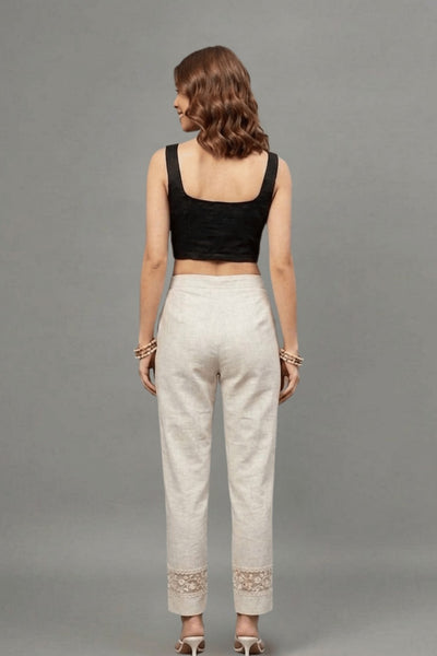 Ivory Blossom Cotton Flex Lace Pants
