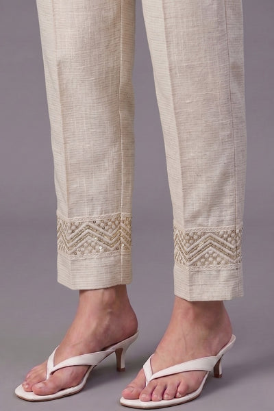 Ivory Zari Chevron Cotton Felx lace Pants