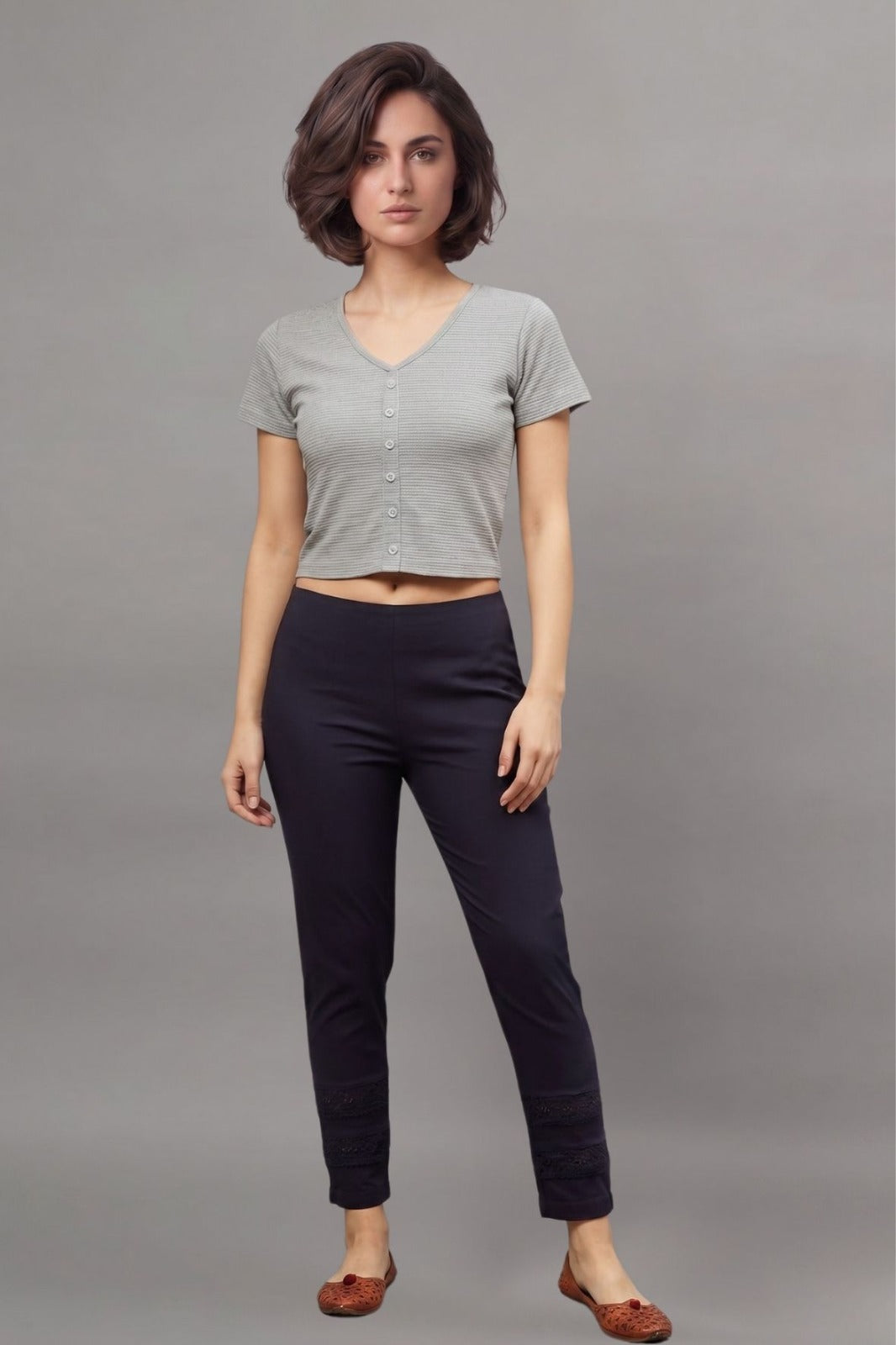 Light Grey Fukuro Crop Top for Women