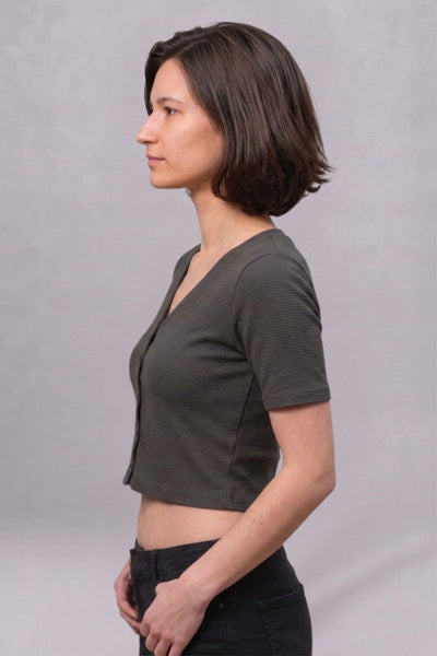 Grey Fukuro Crop Top for Women