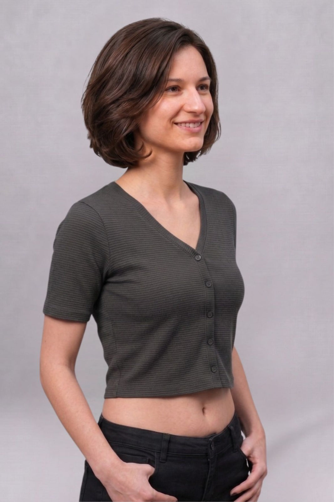 Grey Fukuro Crop Top for Women