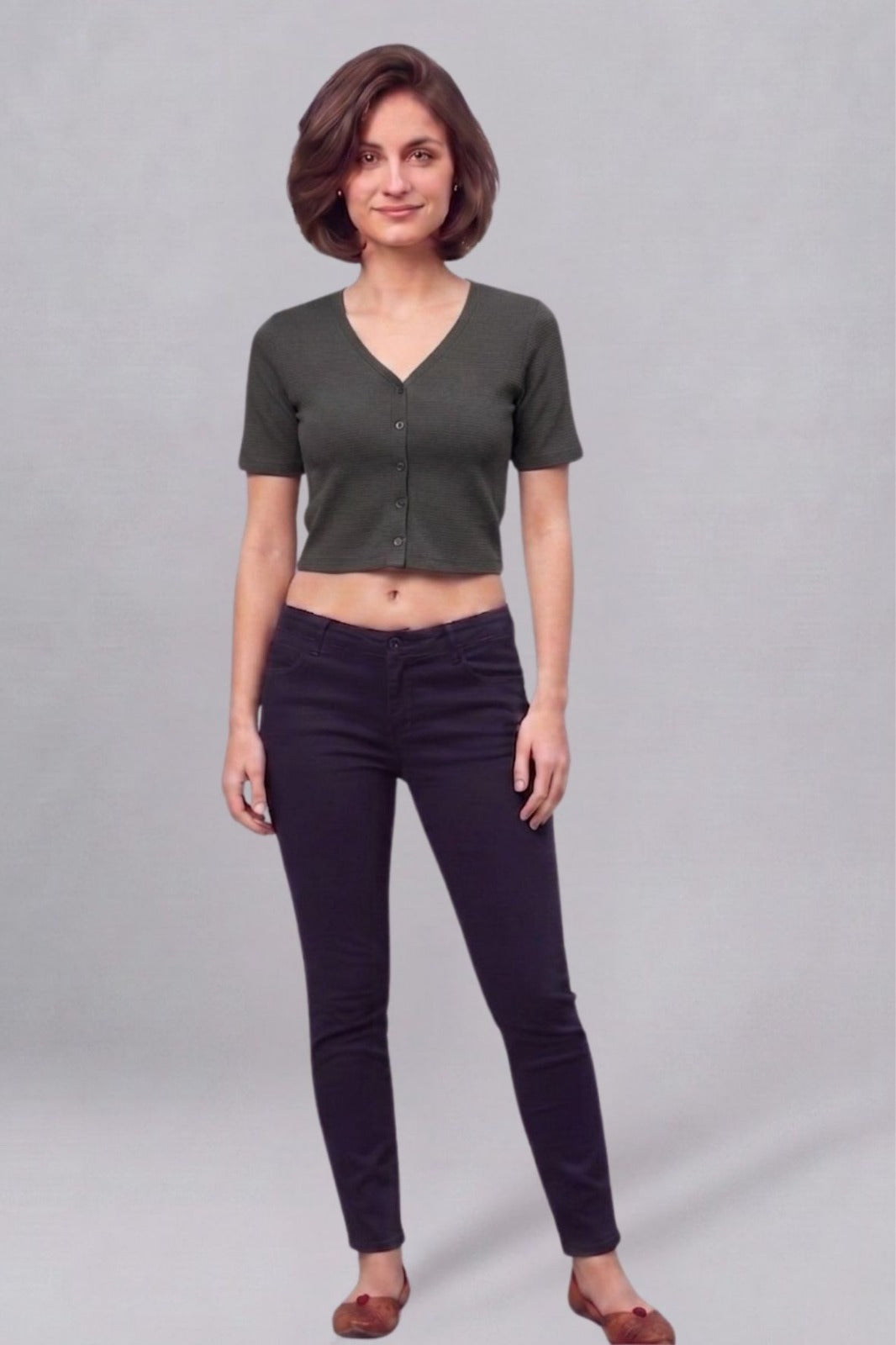 Grey Fukuro Crop Top for Women