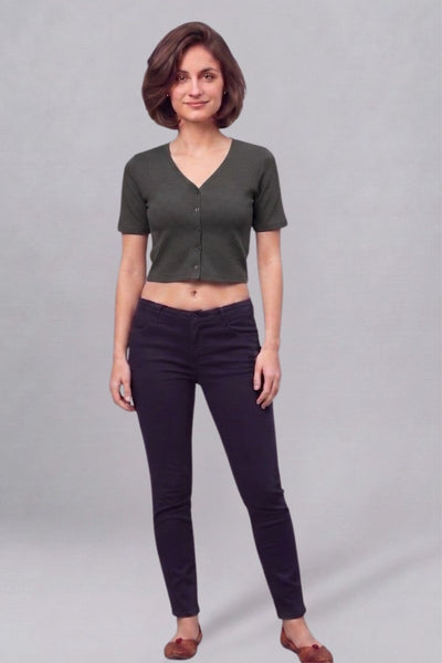 Grey Fukuro Crop Top for Women