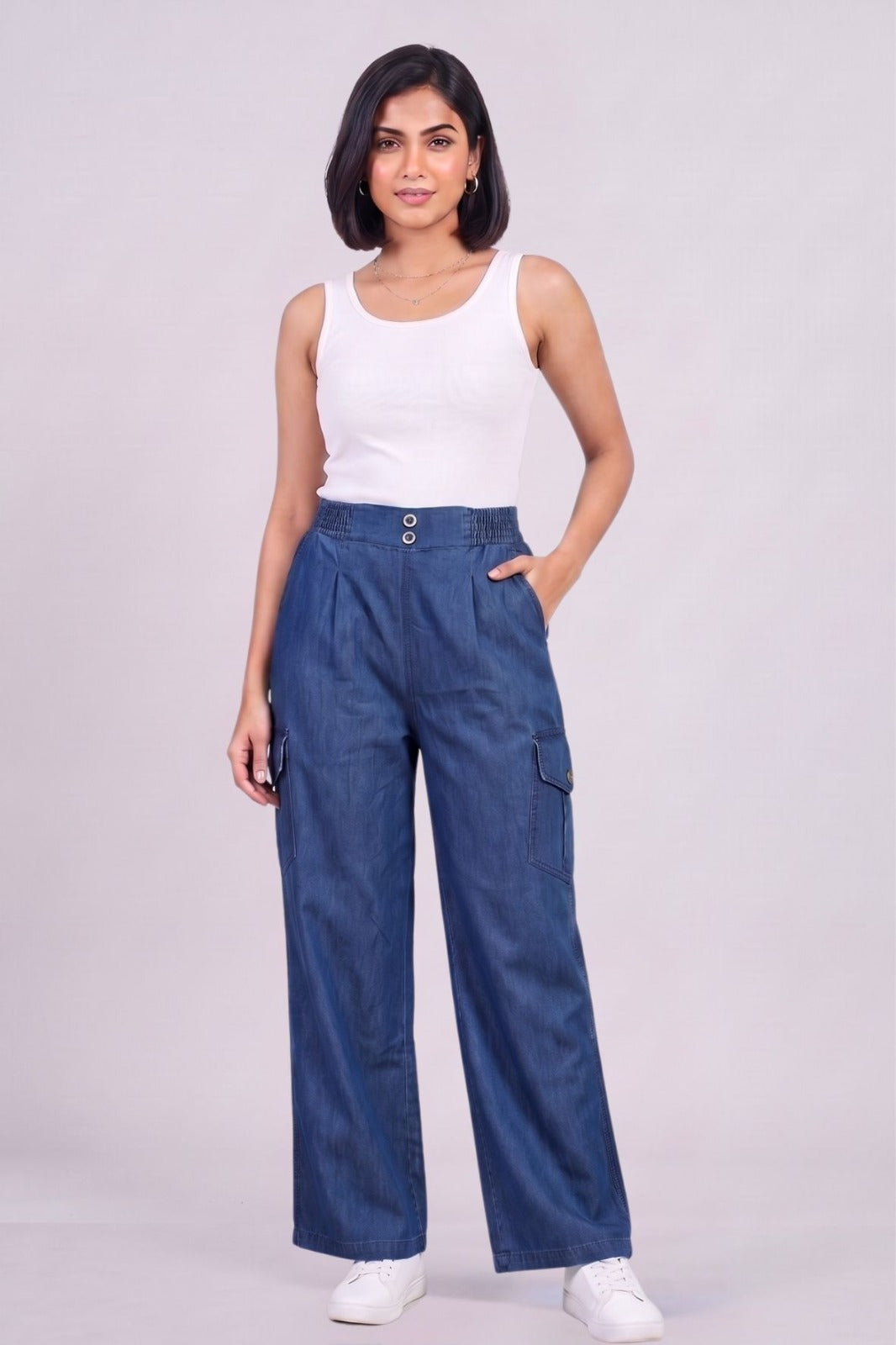 Denimx Double Button Denim Cargo Pants