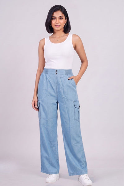Ice Double Button Denim Cargo Pants