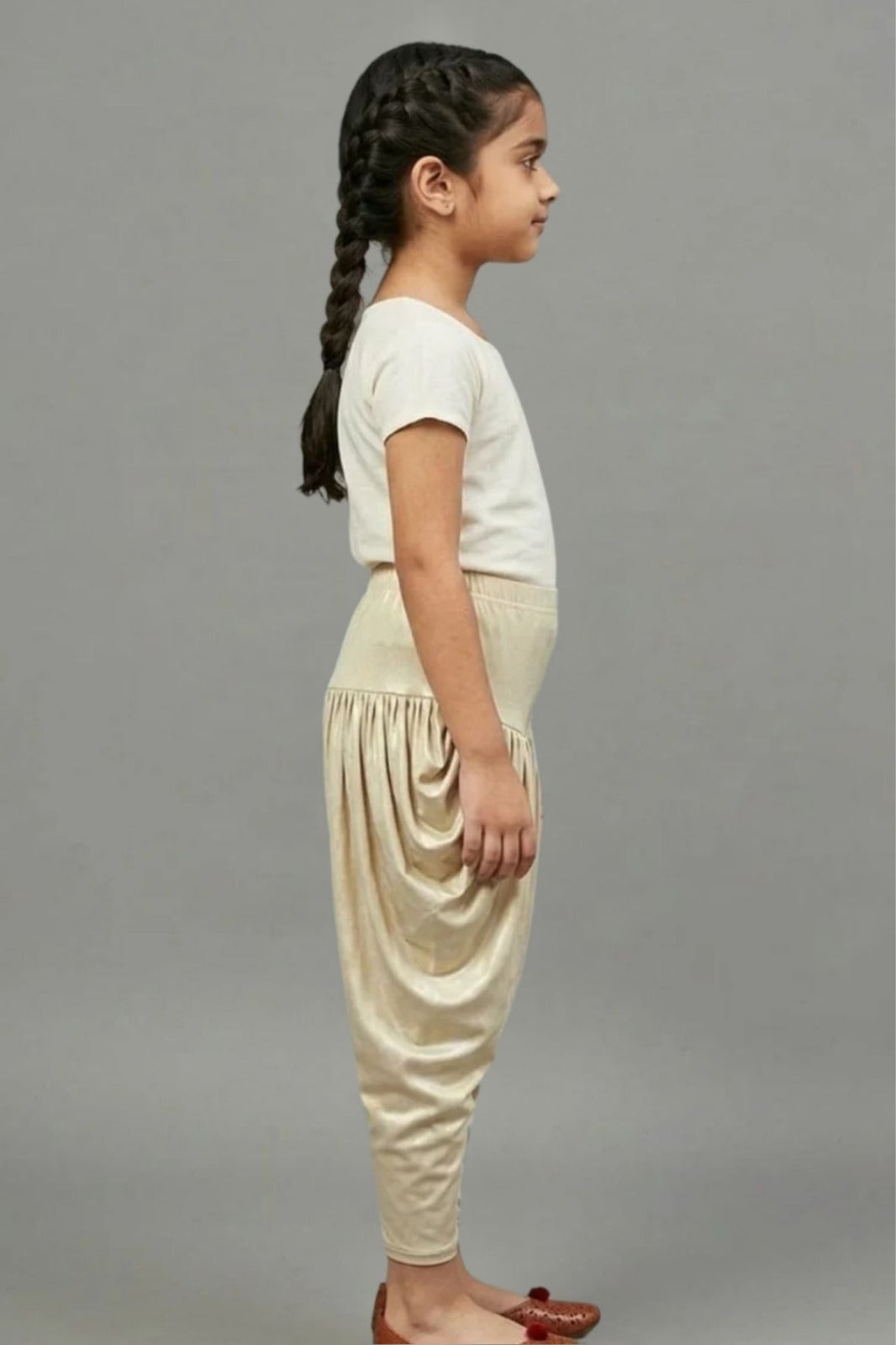 Kids Light Gold Shimmer Dhoti Pants