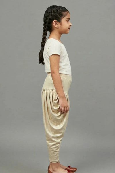 Kids Light Gold Shimmer Dhoti Pants