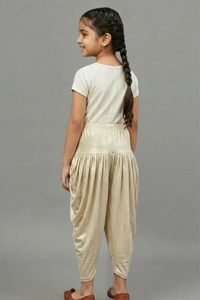 Kids Light Gold Shimmer Dhoti Pants