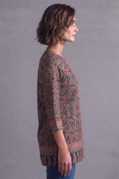 Charcoal bloom cotton straight kurti