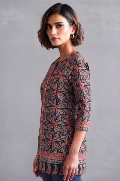 Charcoal bloom cotton straight kurti