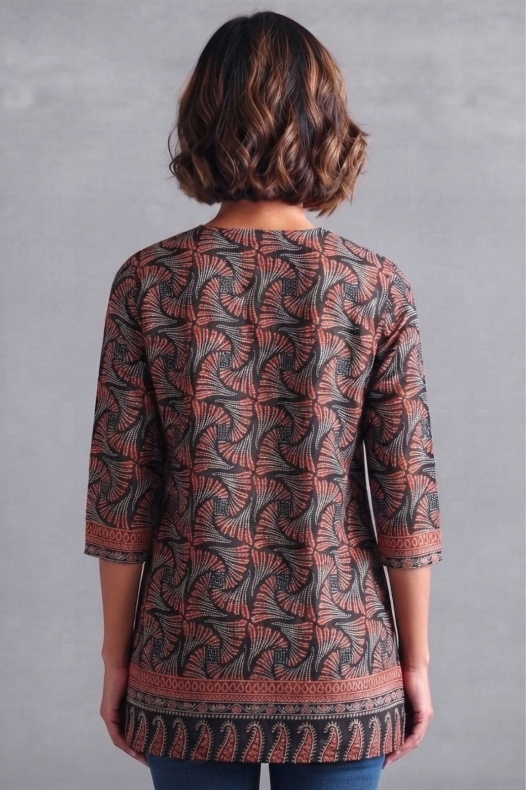 Charcoal bloom cotton straight kurti