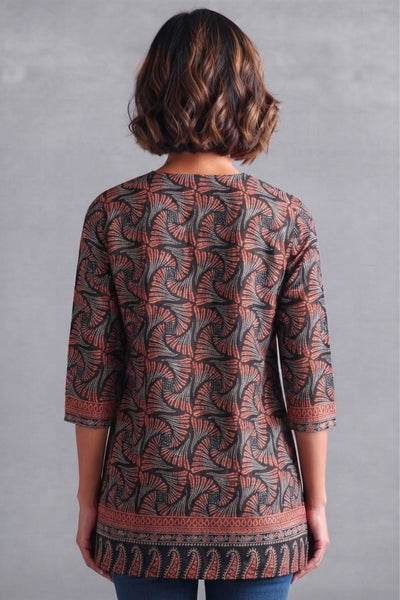 Charcoal bloom cotton straight kurti