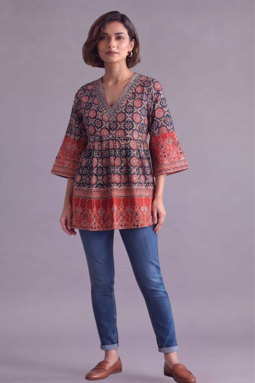 Boho print Cotton straight kurti