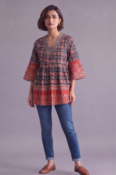 Navy Rust ajrakh empire kurti