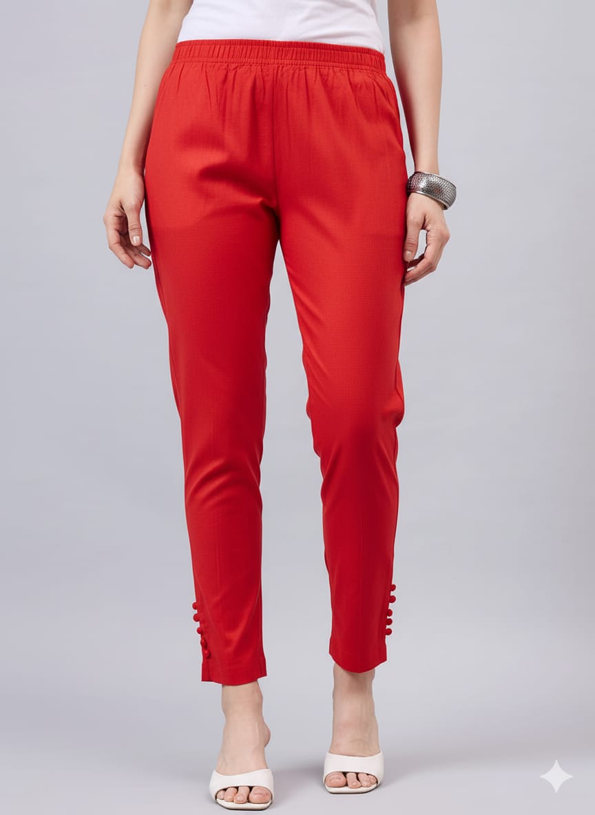 Red Regular Fit Potli Pants
