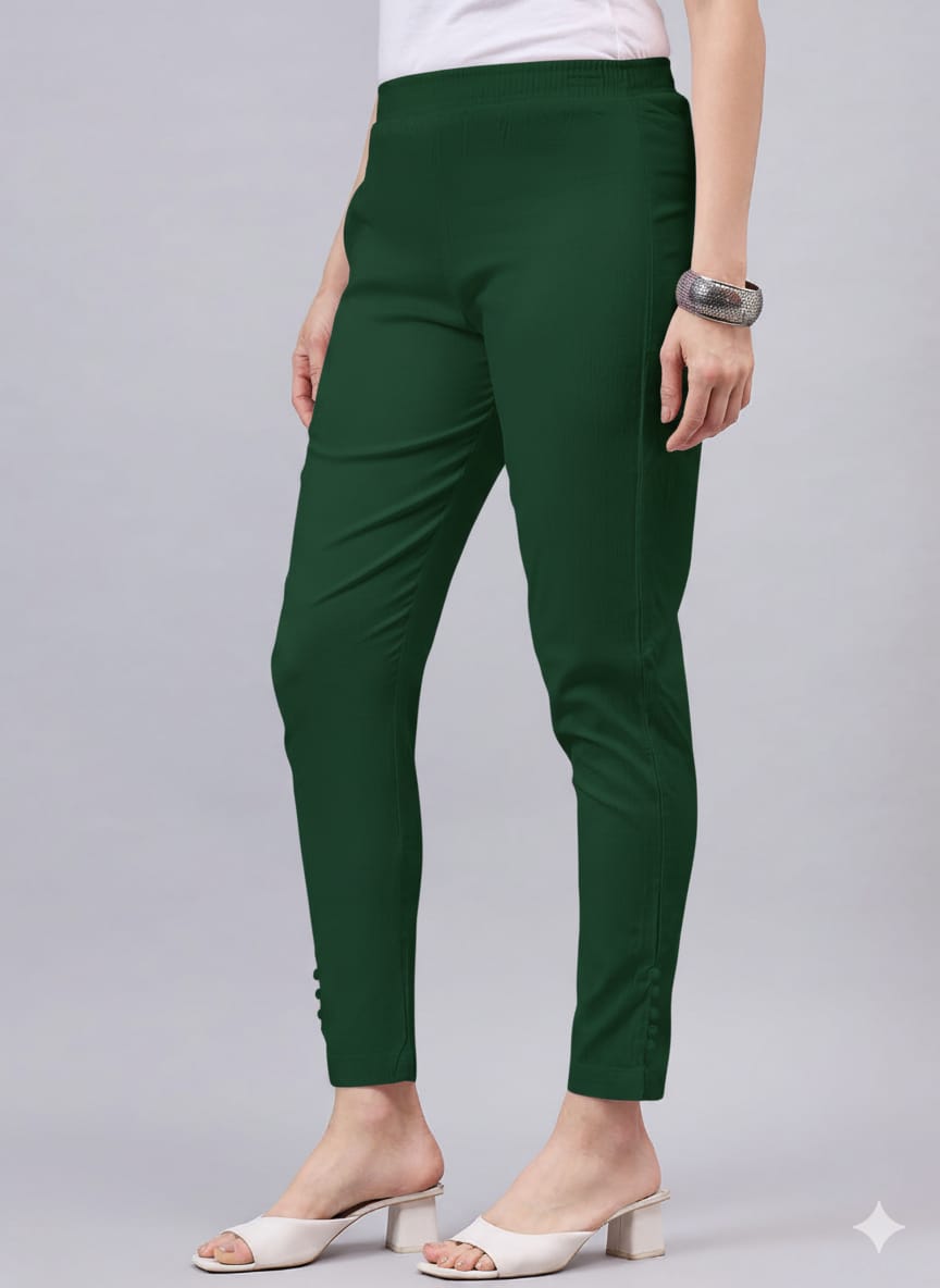 Bottle Green Regular Fit Potli Pants